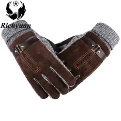 2017 Новый дизайн мужские зимние перчатки роскошные кожаные мото Guantes PU лоскутные толстые перчатки мужские мотоциклетные теплые перчатки