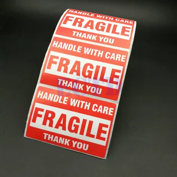

500pcs 2x3 Inches ( 51 X 76mm ) Packing Warning Stikcer FRAGILE Handle With Care With THANK YOU Shipping Label Sticker 1 Roll
