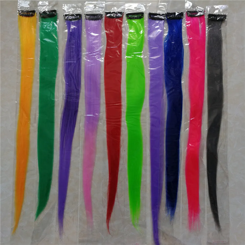 10 Piece Clip In one piece Synthetic Hair Ombre purple Blue 10 Colors 50CM Full Star Long Straight Clip On Hair Women Girls 10 Piece Clip In one piece Synthetic Hair Ombre purple Blue 10 Colors 50CM Full Star Long Straight Clip On Hair Women Girls