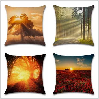 

Sunrise forest view morning cushion cover Decor Chair seat sofa car pillow case Home house coffee shop kids bedroom friend gift