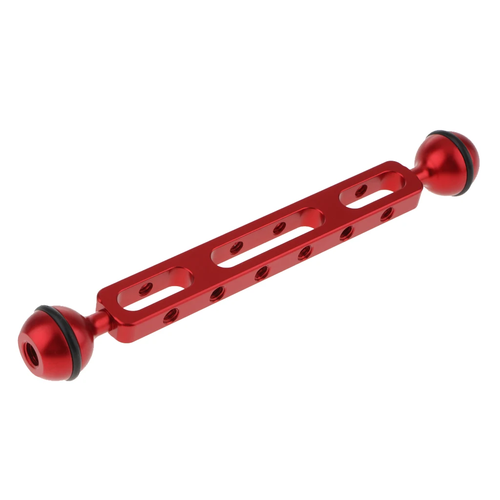 Dual Ball Joint Extension Aluminum Arm For Camera Diving Underwater Photography - Red (7.87 Inch Length)