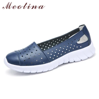 

Meotina Women Flats Spring Shoes Sneakers Cutout Flat Platform Loafers Shoes Casual Round Toe Boats Shoes Lady Blue Red Size 5-9