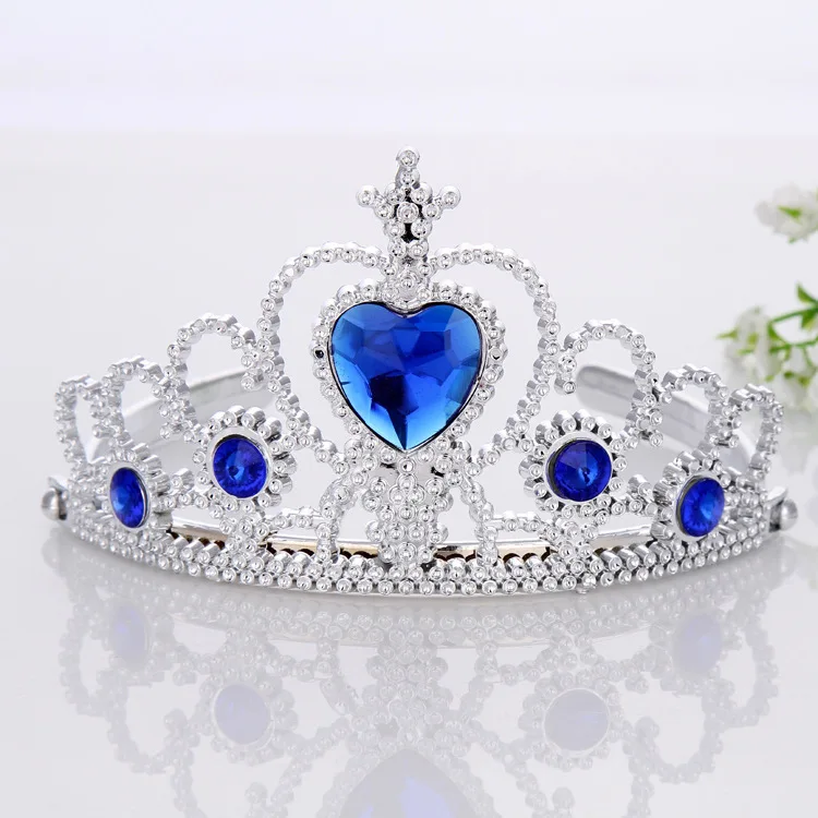 7pcs/lot 2018Fashion Accessories Girl Tiara Crown Multicolor Rhinestone Princess Crown Plastic Silver Color Headwear