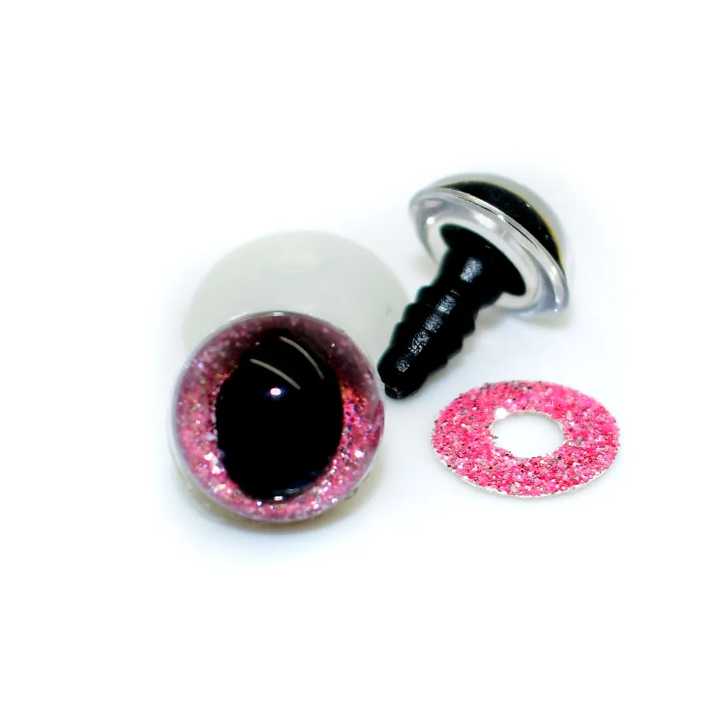 20 шт 12 мм прозрачные блестящие пластиковые безопасные игрушечные глаза+ блестящие нетканые материалы для кошек, драконов, лягушек, животных, кукол - Цвет: pink