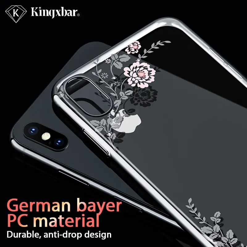 KINGXBAR крышка для iPhone Xs цветок Роскошный чехол Max Чехол прозрачный обложки модных