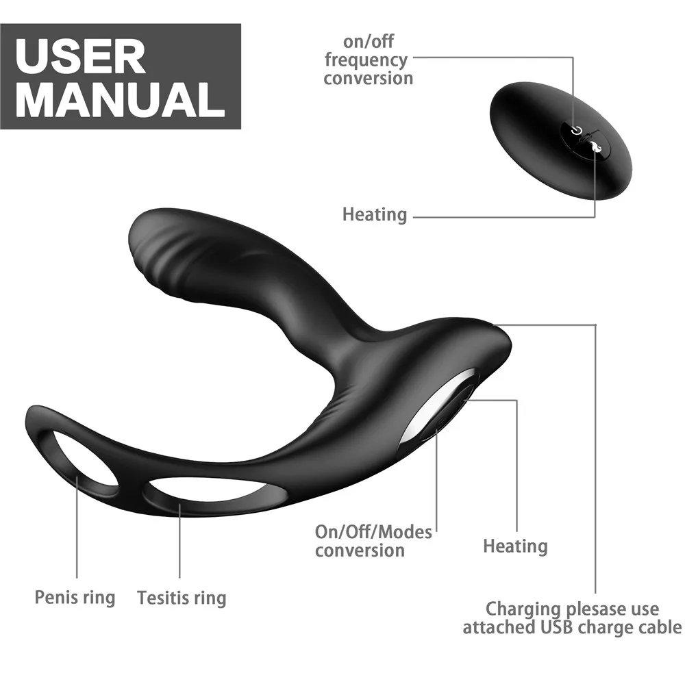 Heating Prostate Massage Vibrator Sex Toys For Men Waterproof Prostate Stimulator Butt Plug Delayed Ejaculation Ring Toy For Men (4)