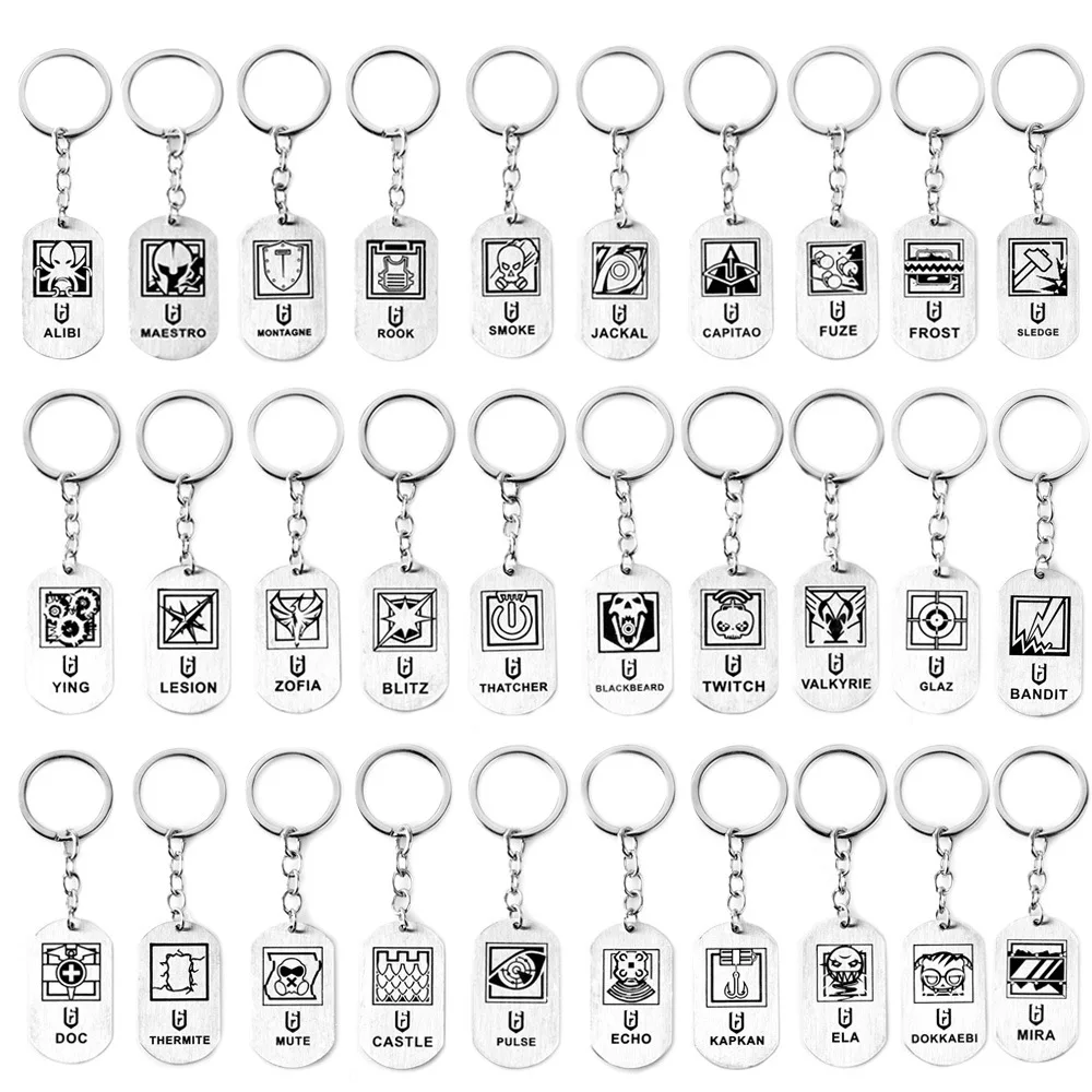 

2019 New Game Rainbow Six 6 Siege Key Chains Men Women Skull Metal Keychain Male Anime Key Ring Holder Porte Clef Gift Jewelry