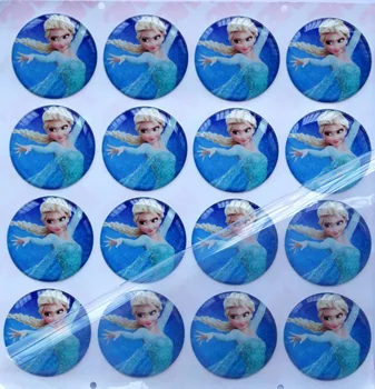 

1000 Pcs 25MM Ann Elsa princess Cartoon 3D dome round 3M Epoxy Resin sticker for DIY Bottle cap image Jewelry