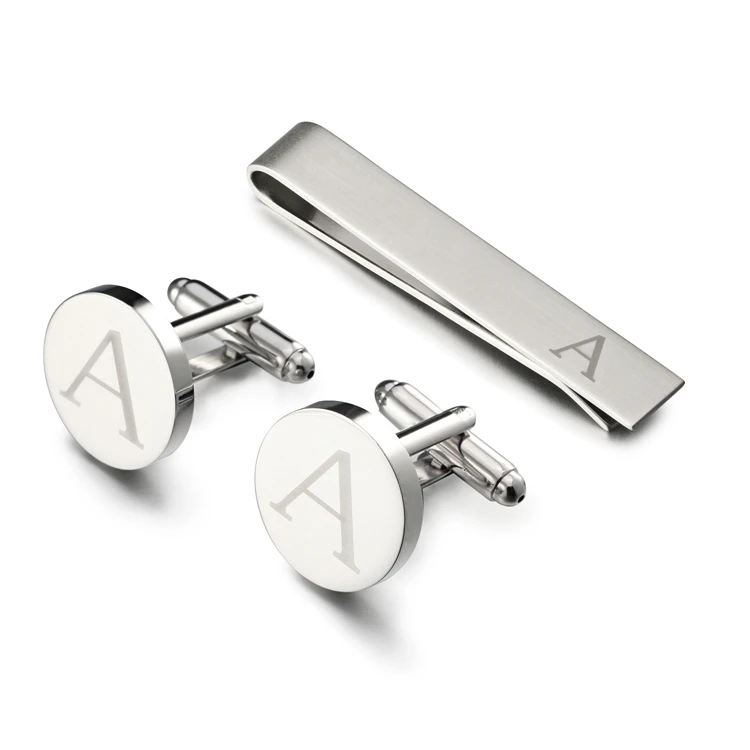 LEPTON Alphabet Cufflinks & Tie Clip Set for Men - Elegant Wedding & Business Accessory