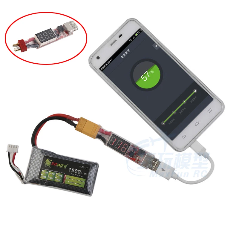 2S 6S Lipo Battery to USB Adapter Charger Converter 5V2A Output for Cellphone Tablet iPad iPad