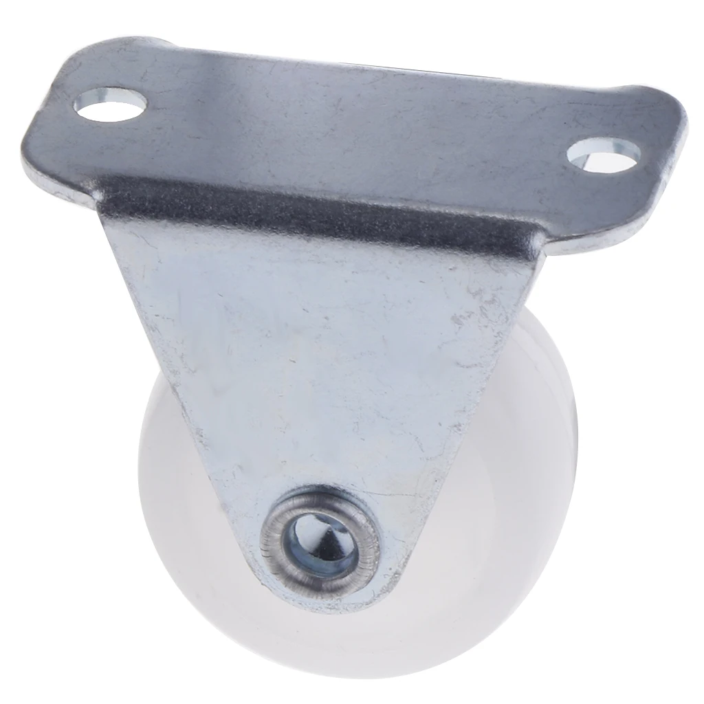 1 Inch White PP Fixed Caster Wheel 10kg 22lbs Cabinet Drawer Trolley Cart, comes with plate mounted on top