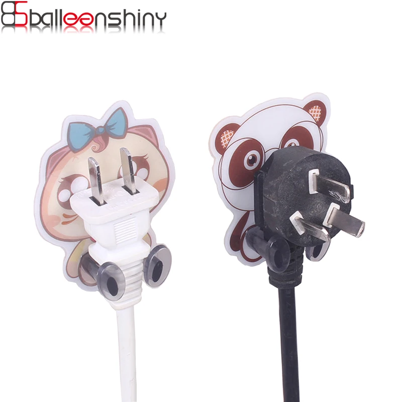 

BalleenShiny Home Electric Appliance Plug Storage Hook Wall Hanger Wire Power Plug Holder Cartoon Sticky Hooks