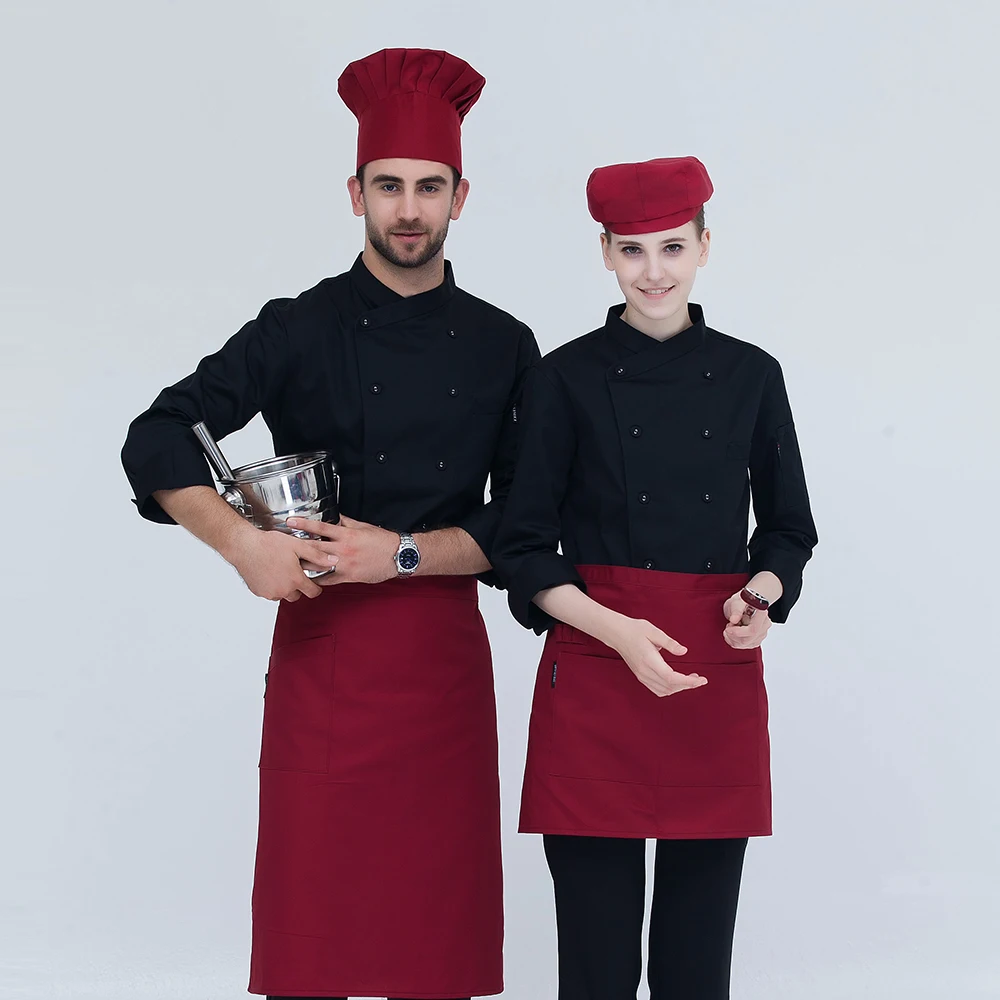 Однотонная одежда на одно плечо двубортный с длинными рукавами высокое качество Ресторан Кухня одежда повара Топы кухней, шеф-повар
