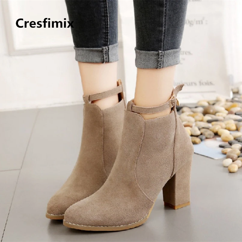 

Cresfimix women fashion autumn & winter suede ankle boots botas femininas lady casual comfortable plus size black boots a2655