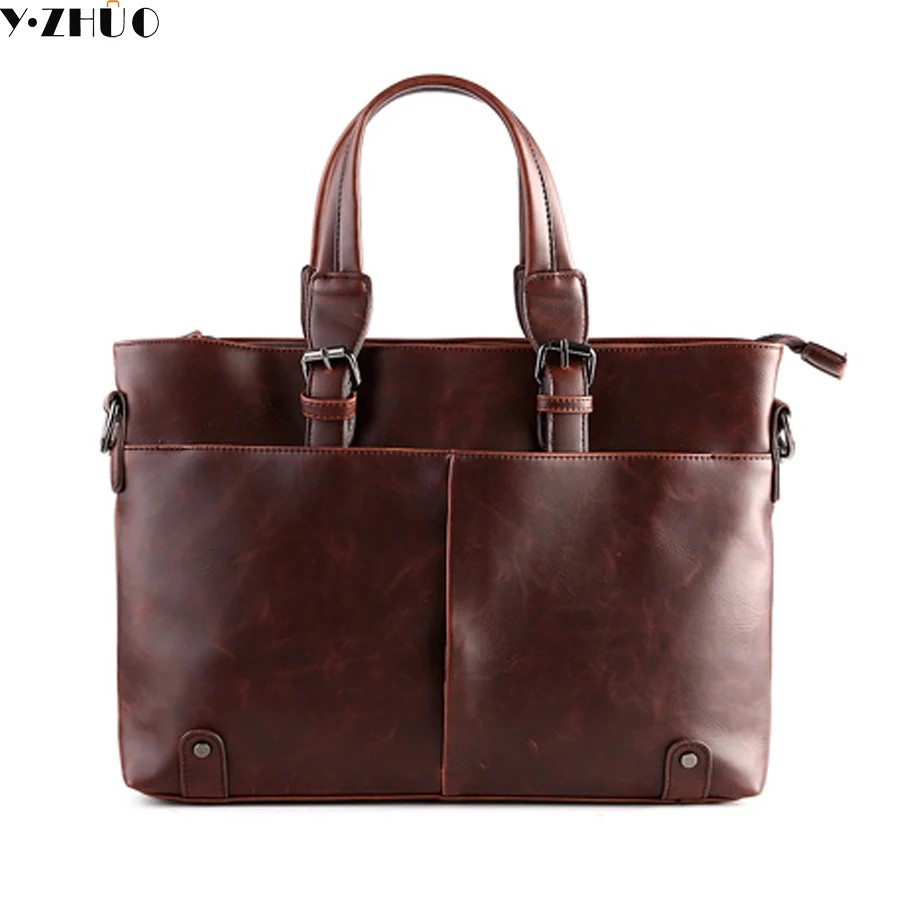 

man handbag crazy horse leather men crossbody bags vintage high quality men messenger bags shoulder Laptop bag briefcase