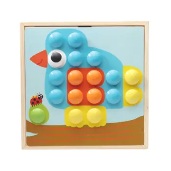 

Wooden Mushroom Nails Jigsaw Puzzle Development Game Montessori Early Learning Educational Toys Gift for Children Toddler Kids