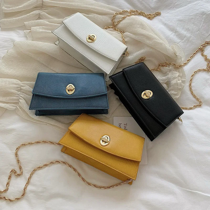 

Elegant Women Square bag 2019 New Quality Leather Women's Designer Handbag Crocodile pattern Lock Chain Shoulder Messenger Bags