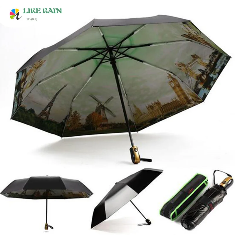 LIKE RAIN бренд живопись пляж зонтик высокого качества автоматический мужской зонт от солнца зонтик женский зонт от дождя UBY05