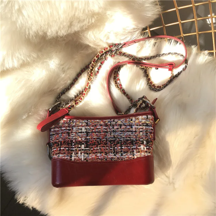 

handbags for women 2018 Vagrant Woolen shopping Leather Single Shoulder Straddle, Fashion Chain wallet Bag Small Bag