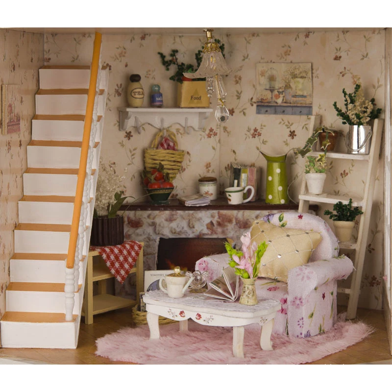 Wooden DIY Doll House Love Fortress Cottage Minature Model Building Handmade Men Women Birthday Gifts Christmas Toys House 13816