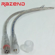 50 Pares 2pin 3pin 4pin Transparente IP68 conector À Prova D' Água com fio 0.3mm2 cabo transparente selado, frete Grátis