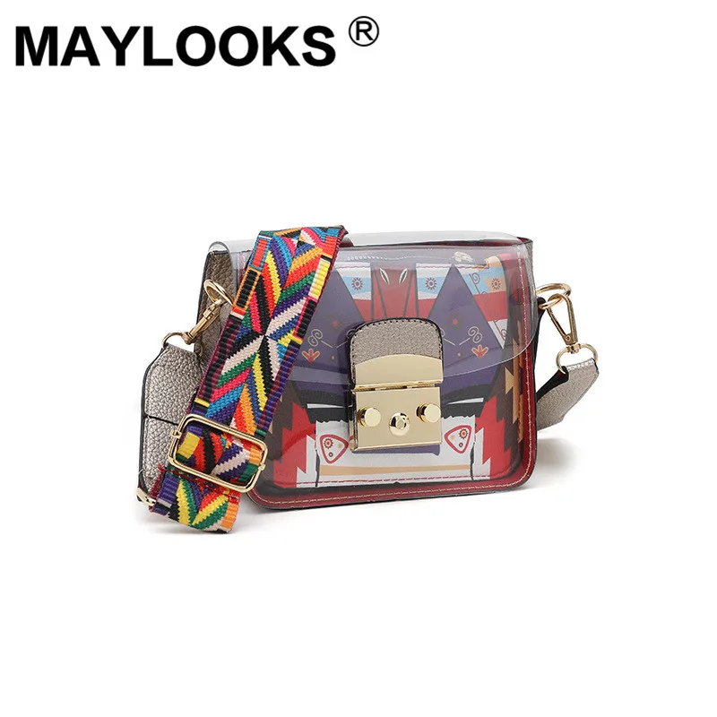 

2019 new women's shoulder bag fashion printing small square bag Korean version of the tide lychee diagonal M-AS869