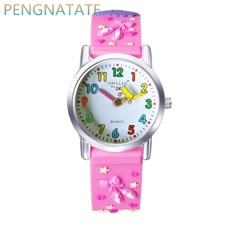 WILLIS NEW Quartz Child 3D CLOCK Children Waterproof Watches Cartoons Design Analog Clock kid Fashion Wrist Watches PENGNATATE