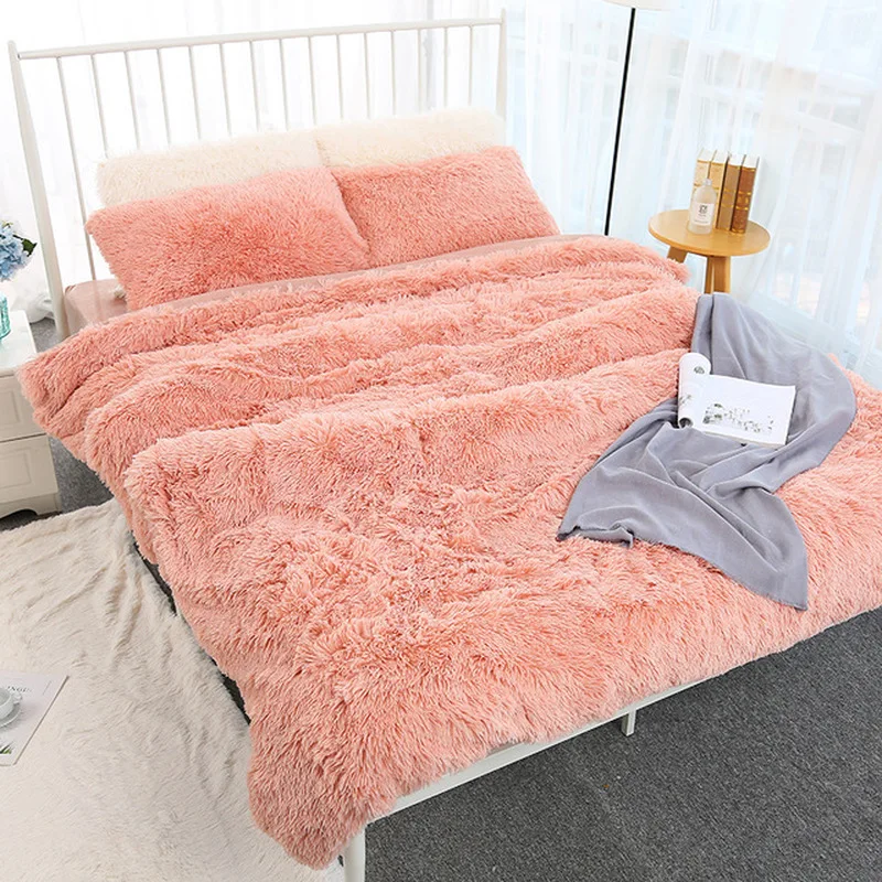 160*200cm Elegant Throw Blanket for Bed Sofa Bedspread Long Shaggy Soft Warm Bedding Sheet Air Conditioning Blanket