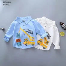2018New милый крана малышей Infan для маленьких мальчиков футболки с длинными рукавами с лацканами вечерние топы Дети Повседневное Демисезонный одежда 98% хлопок