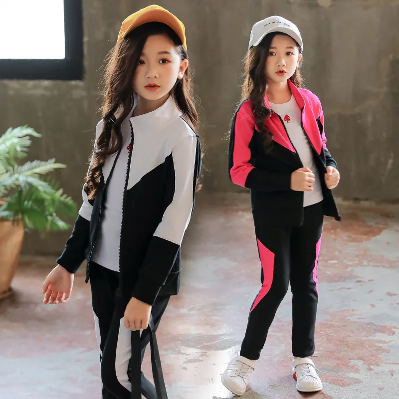 

Girls Clothing Set Children 2019 Spring Autumn Sports Suit Long Sleeve Girls Tracksuits for Kids Clothes 4 6 8 10 12 13 Years
