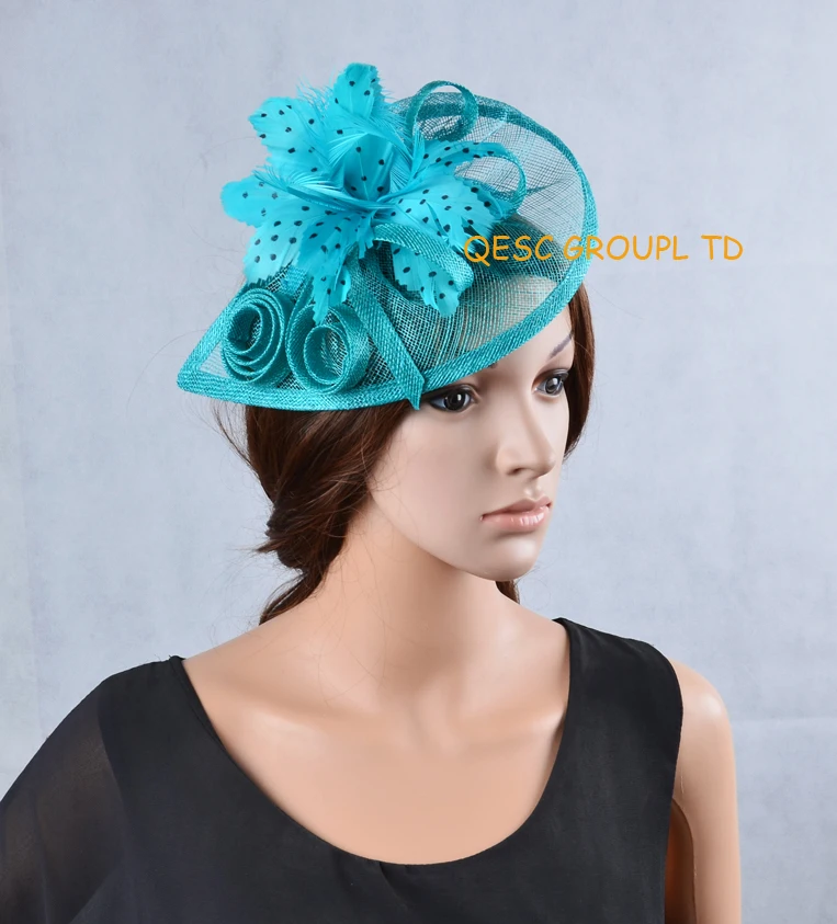 

NEW unique design sinamay fascinator with feather flower for wedding Women's hat Melbourne Cup,Ascot Races, Kentucky derby