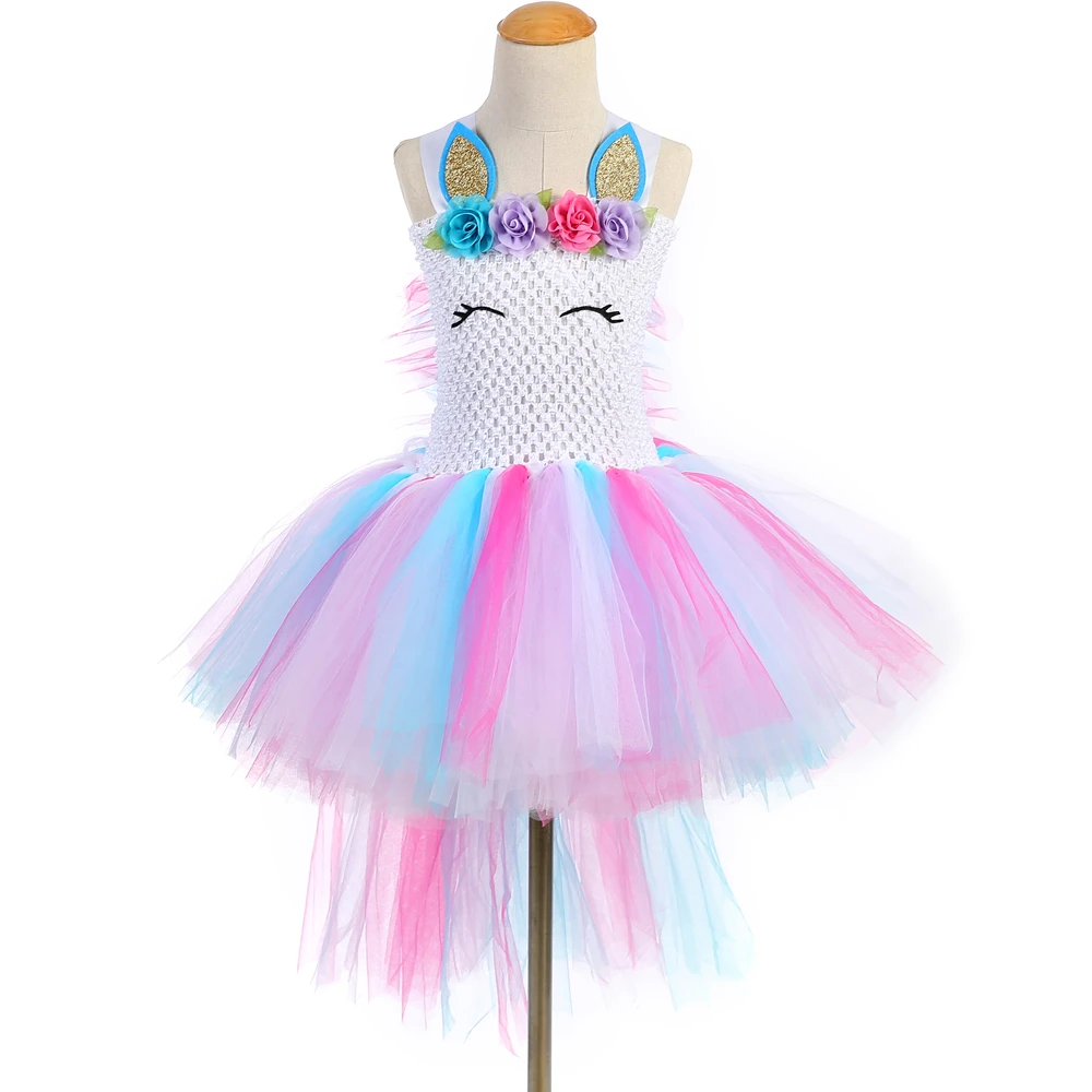 Пастельное платье-пачка с единорогом Детский костюм принцессы на хеллоуин для девочек нарядное детское платье с пони для дня рождения для девочек от 1 до 14 лет