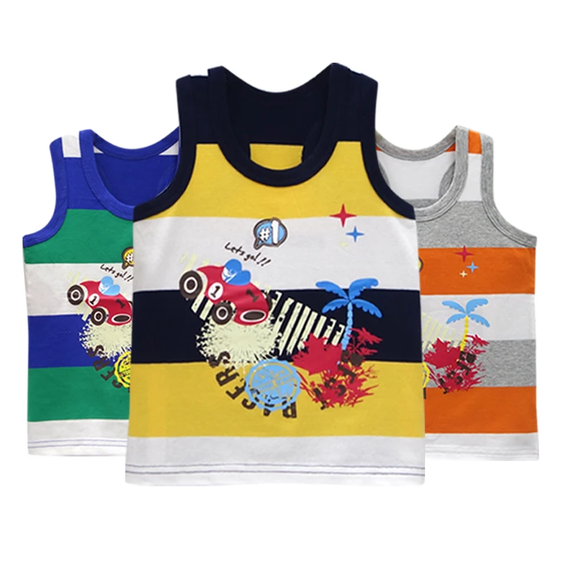 Summer Cotton Baby Sleeveless tank tops For Girls 3pcs/lot Printed Tee Kids Vest Toddler Clothing boys fashion clothes