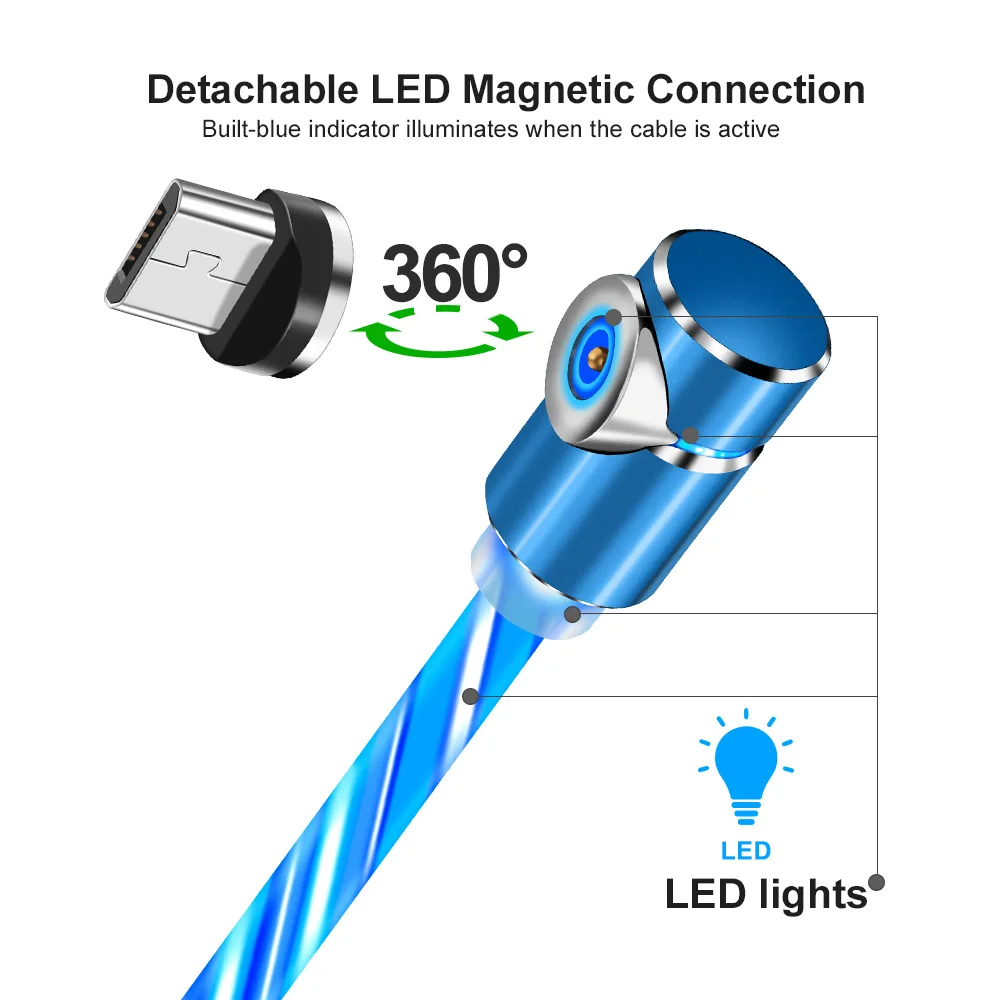 Олаф Dazzle Lighting вращающийся на 90 градусов Магнитный кабель для быстрой зарядки Micro usb type C для Iphone 7 X SR XS Max для redmi note 7