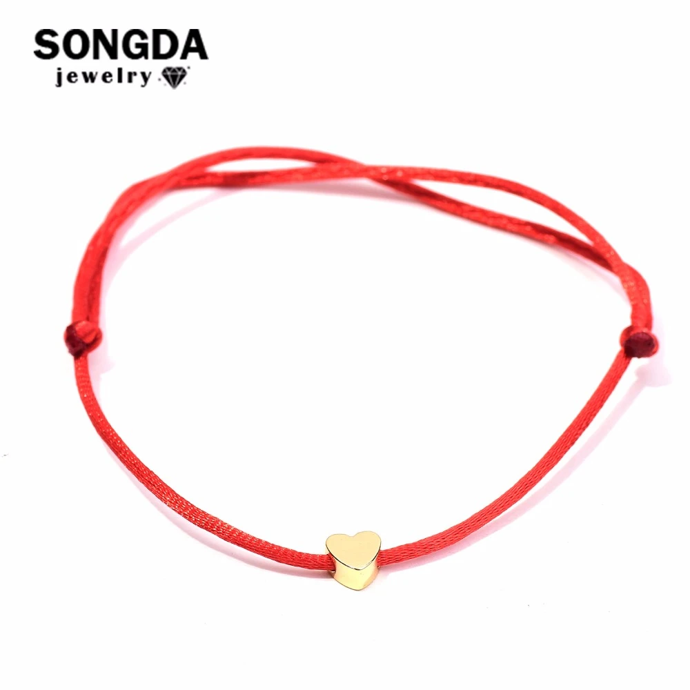 SONGDA pulsera de la Amistad ajustable para mujer y niño, brazalete de hilo rojo con corazón bonito, Multicolor, salidas de de amuleto| - AliExpress