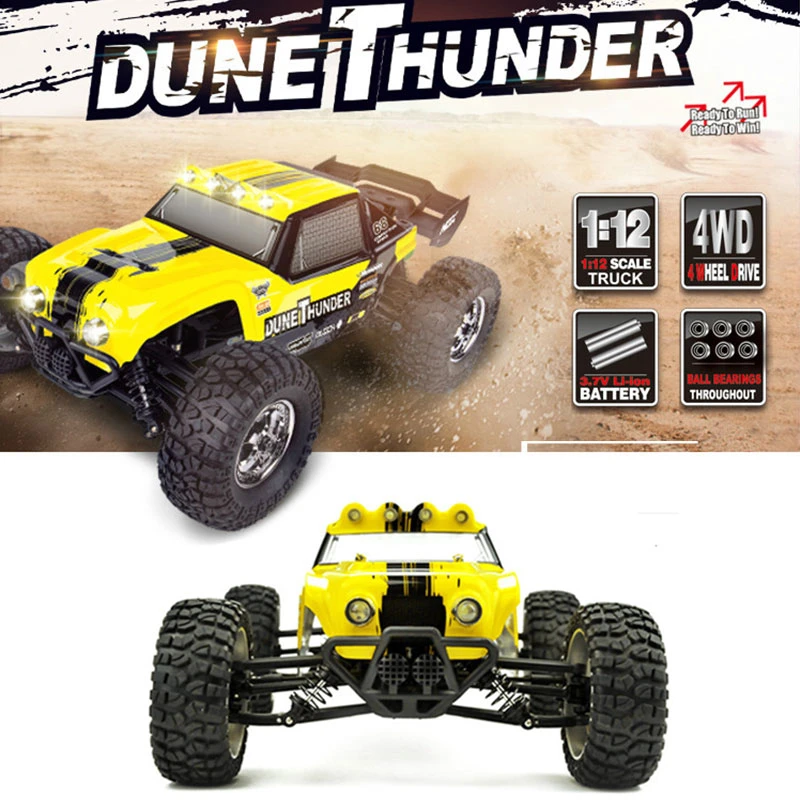 Super Off-road Remote Control Desert Truck Car 1:12 2.4G 4CH 4WD Full Scale Racing High Speed Model RC Car Toys With LED Light