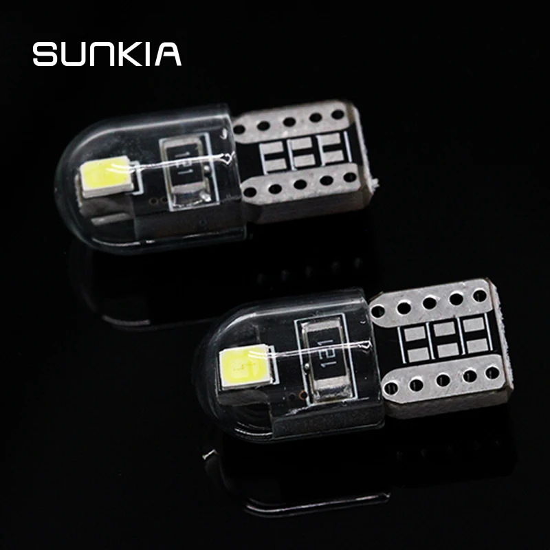 

SUNKIA 2pcs/lot T10 2SMD-3030 194 W5W LED COB Car Super Bright Signal Clearance Width Parking Light with Glass Cover