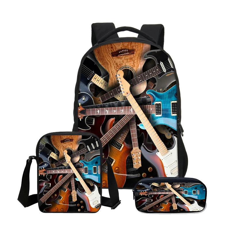 VEEVANV 3 шт./компл. электрогитара модная сумка для книг для мальчиков крутой 3D принт рюкзак мужская сумка на плечо Детская сумка-рюкзак школьные сумки - Цвет: 8