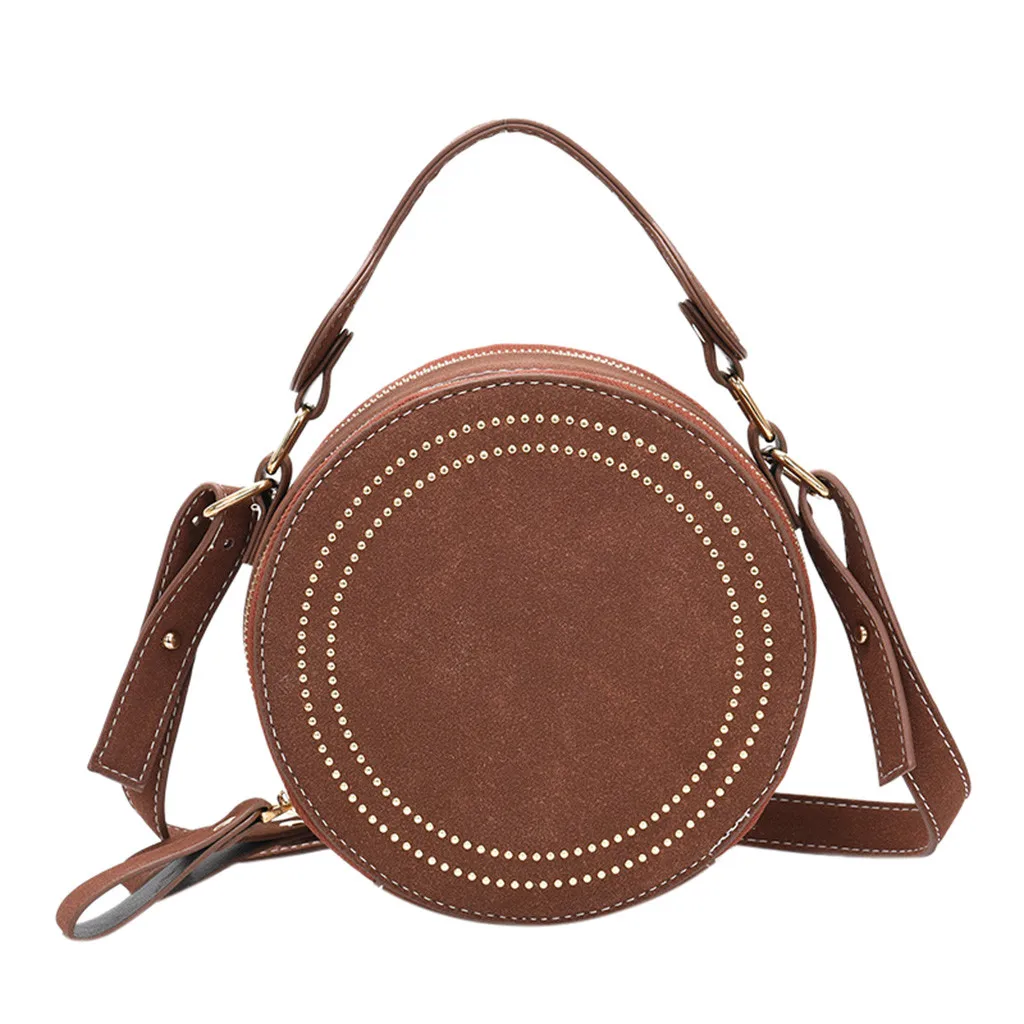 Crossbody Bag For Women Shoulder Bags Casual Leather Round Handbag Messenger Bags For Girls Spring New#YL15 - Цвет: Коричневый