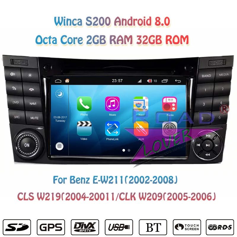 Winca S200 Android 8 0 автомобильный DVD-плеер для Benz W211 2002 2003 2004 2008 2006 2007 Стерео GPS навигация