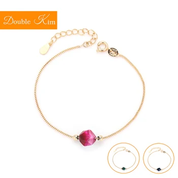 

Colorful Natural Zircon Bracelet Lovely Kawaii Girlhood Titanium Steel Material Bangle Inlaid Zircon Gold Color Women Jewelry