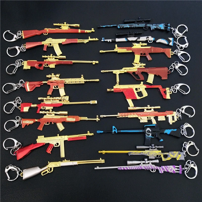 Game Pubg Keychain New Skin Colorful Alloy Keyring Llaveros 98k Awm Scarl Gun Model Key Chains Pubg Gifts Souvenir 12cm Pendant Key Chains Aliexpress