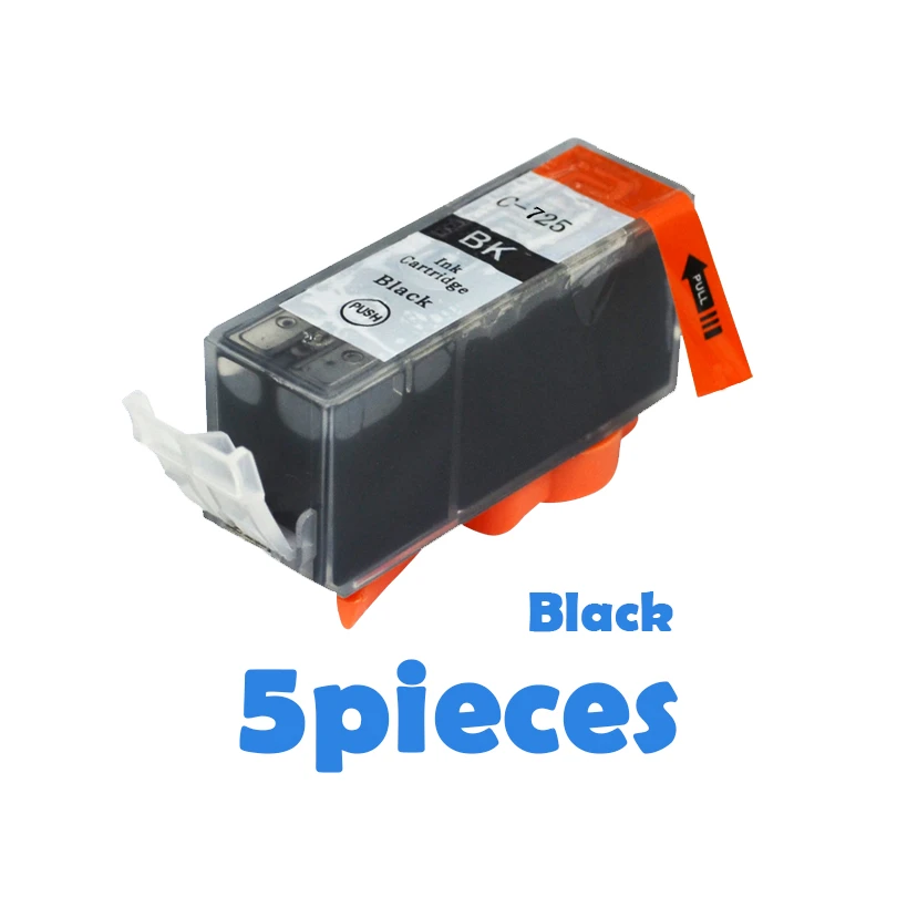 5pcs Black PGI725 ink cartridges For canon PGI 725 PGI-725 IP4870 IP4970 IX6560 MG5170 MG5270 MG5370 MG6170 MG6270 MX886 printer