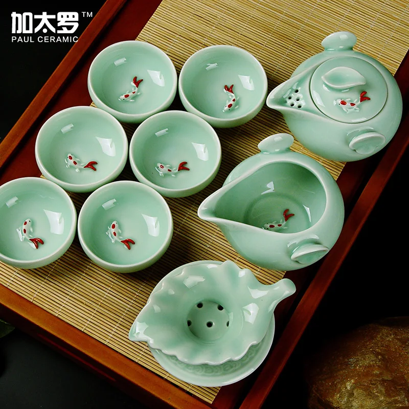 Paul Ceramic Kung Fu Celadon Tea Set , Chinese Traditional Tea Set Home