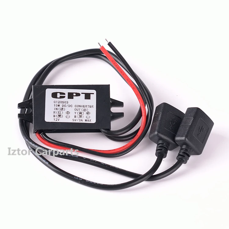 IZTOSS двойной USB кабель для зарядки в машине, преобразователя постоянного тока 12 В до 5 В пост 3A 15 Вт Мощность адаптер