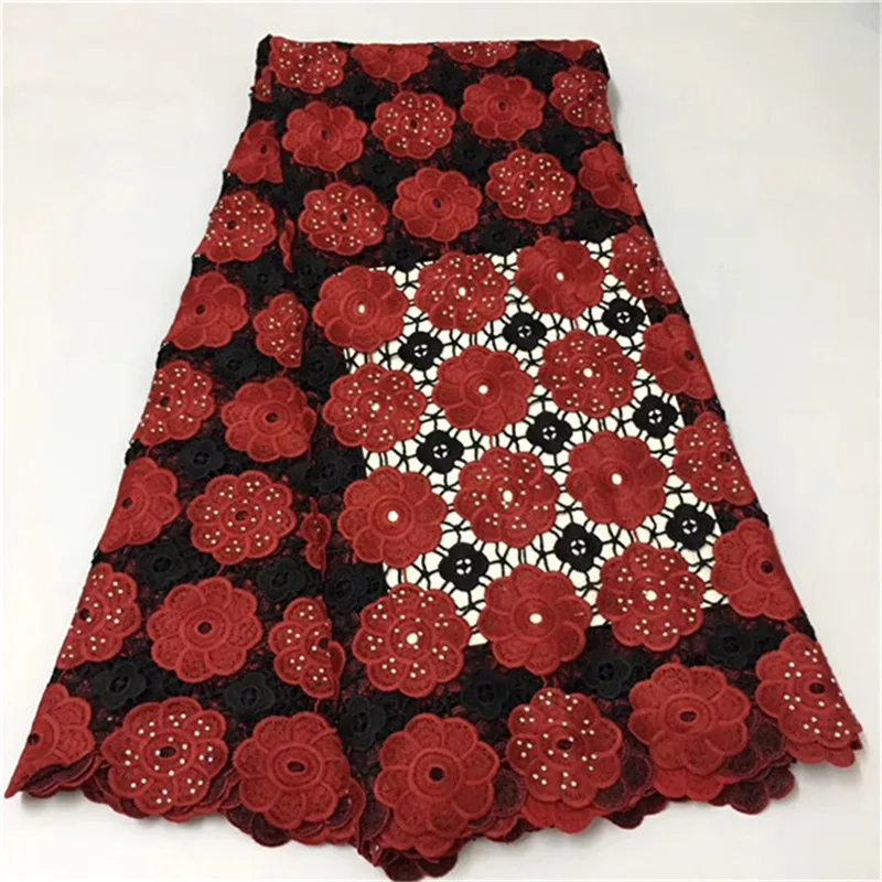 

2019 New Design African Lace Fabric 2019 High Quality Lace Heavy African Guipure Cord Lace Fabric With Stones For Nigerian Women