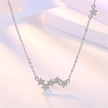 

New fashion women with star silver necklace pendant temperament elegant dazzling love stars crystal pendant jewelry