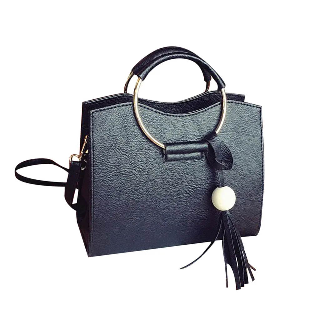 MUQGEW женская сумка через плечо с клапаном Винтажный шар с бахромой с кистями из бусин набор колец с ручками на змейке сумка-мессенджер - Цвет: Черный