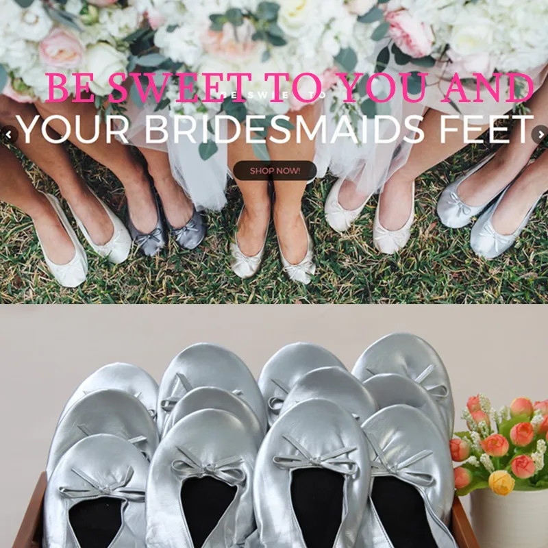 Aohaolee Brides MUST HAVE Wedding Comfy Foldable Ballet Flat Shoes Flip Flop Slipper Gifts For Bridesmaids To Be Party Supplies