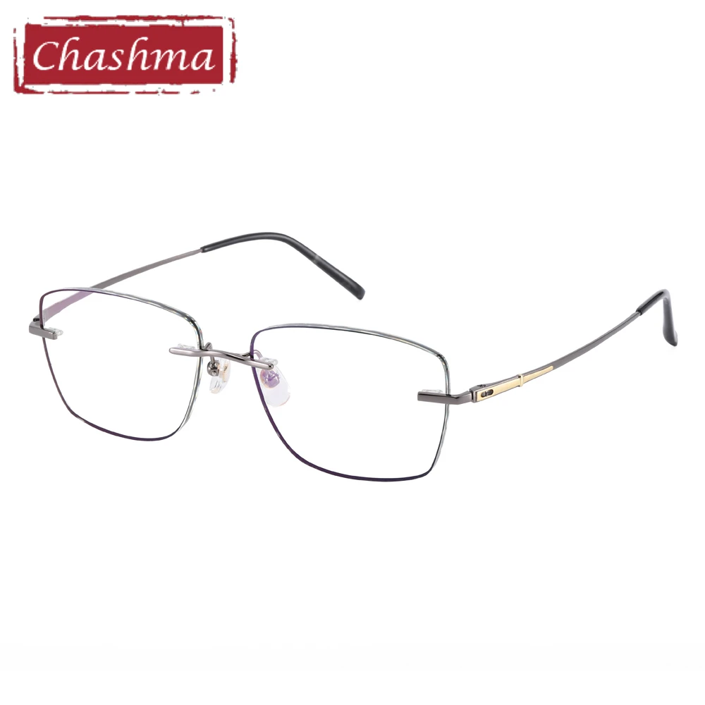 Chashma Titanium Women Eyeglasses Prescription Progressive Lenses Men Rimless Myopia Clear Anti Blue Ray Computer Glass |